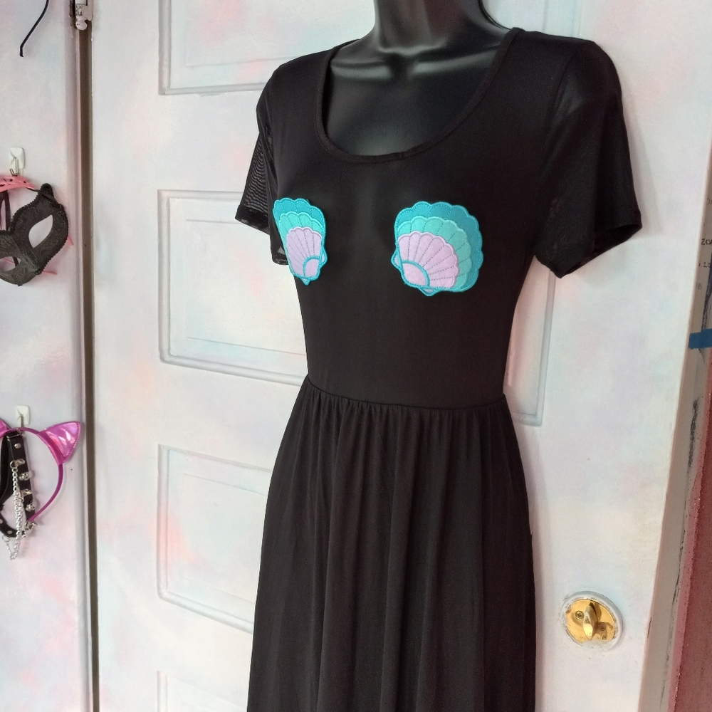 LAST 1! Iron fist mermaid nwt soft flowy maxi w sheer mesh top & seashell pastie - Picture 10 of 16